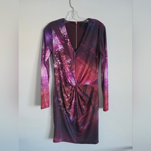 TED BAKER | MAKALA TWINKLE TREES PRINT TWIST FRONT DRESS  Sz 6 - Picture 3 of 7